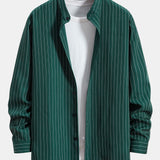 Long Sleeve Stand Collar Striped Shirt