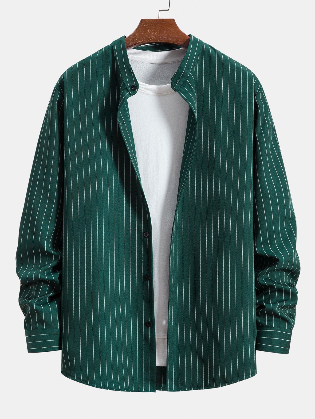 Long Sleeve Stand Collar Striped Shirt