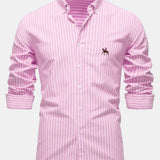 Cowboy Embroidery Cotton Oxford Stripe Shirt