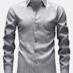 Long Sleeve Stripe Linen Button Up Shirt