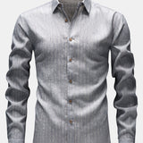 Long Sleeve Stripe Linen Button Up Shirt