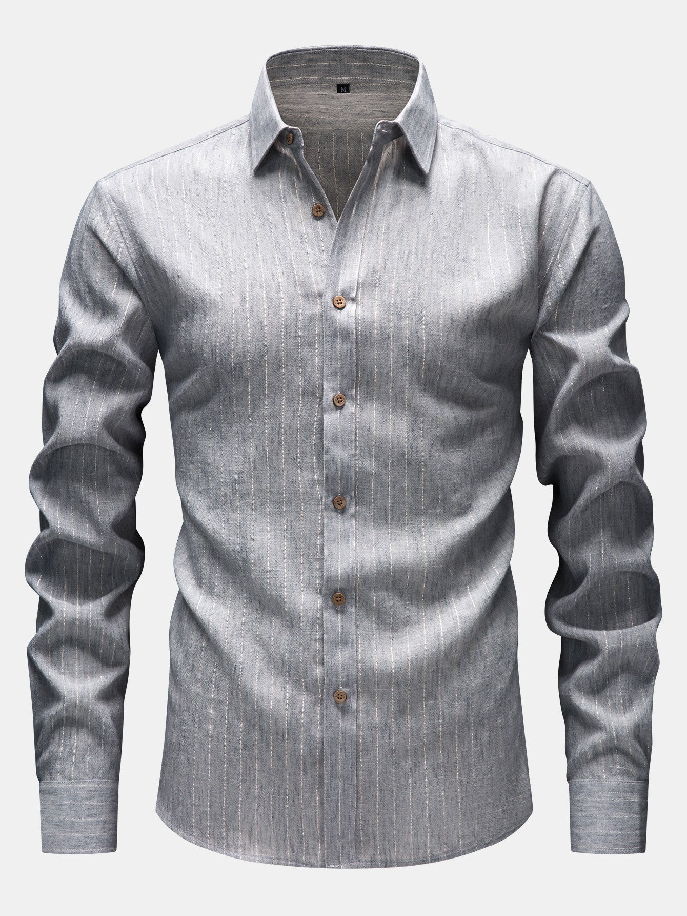Long Sleeve Stripe Linen Button Up Shirt