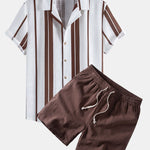 Linen Stripe Cuban Shirt & Linen Blend Drawstring 7" Shorts Set