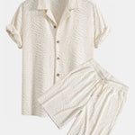 Animal Texture Terry Cuban Shirt & Shorts Set