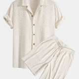 Animal Texture Terry Cuban Shirt & Shorts Set