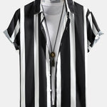 Striped Print Shirt & Swim Shorts Set