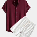 Linen and Rayon Blend Shirt & Linen Cotton Blend 11" Shorts Set