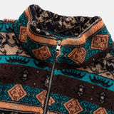 Quarter Zip Ethnic Geometric Patchwork Teddy Sweatshirt & Corduroy Jogger Set
