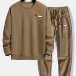 Paris Stripe Print Relax Fit Crew Neck Sweatshirt & Jogging Pants Set