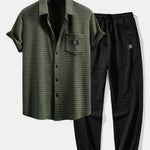 Short Sleeve Waffle Shirt & Drawstring Waffle Jogger Pants Set
