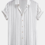 Stripe Textured Shirt & Straight Leg Linen Pants Set