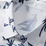 Island Sailing Print Shirt & Vertical Striped Drawstring Swim Shorts Set