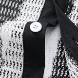 Hollow Out Stripe Textured Button Up Shirt