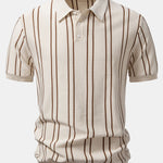 Striped Knitted Polo Shirt & Slim Fit Tapered Trousers Set