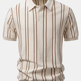 Striped Knitted Polo Shirt & Slim Fit Tapered Trousers Set