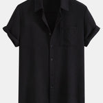 Waffle Textured Button Up Shirt with Pocket