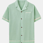 Contrast Trim Open Knit Shirt
