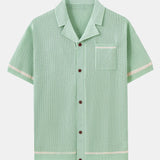 Contrast Trim Open Knit Shirt