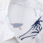 Palm Tree Nautical Print Shirt & Drawstring Swim Shorts Set