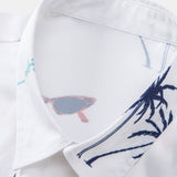 Palm Tree Nautical Print Shirt & Drawstring Swim Shorts Set