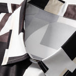 Geometry Colorblock Print Button Up Shirt