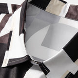 Geometry Colorblock Print Button Up Shirt