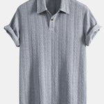Short Sleeve Jacquard Polo & Straight Leg Ribbed Pants Set