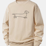 Line Dachshund Print Sweatshirt & Pleated Pintuck Sweatpants Set