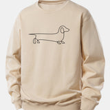 Line Dachshund Print Sweatshirt & Pleated Pintuck Sweatpants Set