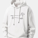Line Dachshund Print Relax Fit Hoodie & Pleated Pintuck Sweatpants Set