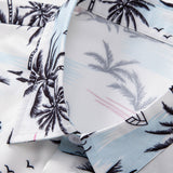 Palm Tree Sailboat Print Shirt & Man Mid Length Drawstring Swim Shorts Set