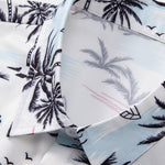 Palm Tree Sailboat Print Button Up Shirt