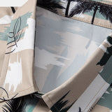 Palm Tree Color Block Print Button Up Shirt