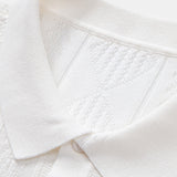 Geometric Jacquard Knitted Polo Shirt & Slim Fit Tapered Trousers Set