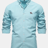 Cowboy Embroidery Cotton Oxford Button Up Shirt