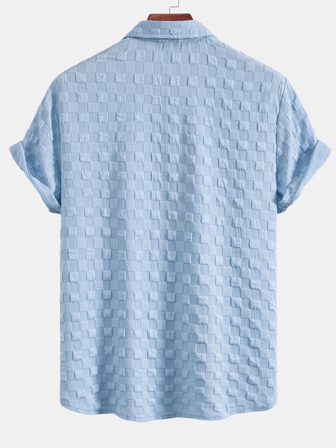 Checkerboard Textured Button Up Shirt