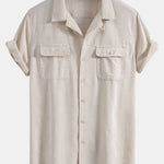 Linen Cuban Shirt with Pockets & Linen Drawstring Shorts Set