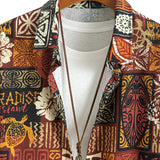 Pineapple Ethnic Hawaii Print Button Up Shirt