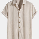 Short-Sleeved Corduroy Shirt & Shorts Set
