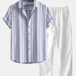 Stripe Linen Shirt & Straight Leg Linen Pants Set