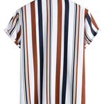 Colored Striped Print Shirt & Swim Shorts Set