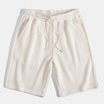 Waffle V-neck Polo & Drawstring Knitted Waffle Shorts Set