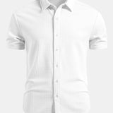 Muscle Fit Ribbed Button Up Shirt