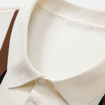 Stripe Geometric Jacquard Knitted Polo Shirt & Tapered Trousers Set