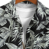 Tropical Plants Print Shirt & Drawstring Swim Shorts Set