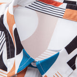 Color Block Geometry Print Button Up Shirt