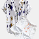 Brushstroke Print Shirt & Swim Shorts Set