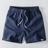 Short Sleeve Linen Shirt & Linen Blend Drawstring 7" Shorts Set