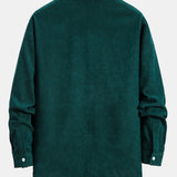 Long Sleeve Plaid Corduroy Patchwork Shirt