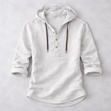 LINEN BLEND HOODIE SHIRT FOR MEN